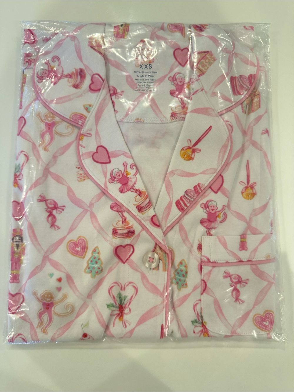Loveshackfancy x Roller Rabbit Sugarplum Lattice Holiday pink Pajama Set